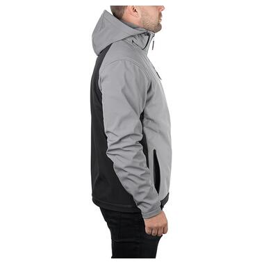 Куртка SOFTSHELL світло сіро-чорна, з капюшоном, тришарова, тканина стрейч 300 GSM 100D з водо-, вітрозахистом, розмір L INTERTOOL SP-3123 фото №6