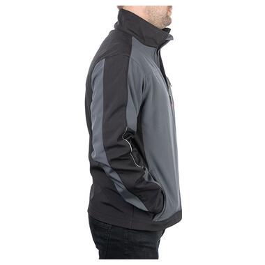 Куртка SOFTSHELL темно сіра-чорна, тришарова, тканина стрейч 300 GSM 100D з водо-, вітрозахистом, розмір М INTERTOOL SP-3132 фото №8