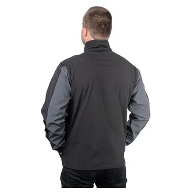 Куртка SOFTSHELL темно сіра-чорна, тришарова, тканина стрейч 300 GSM 100D з водо-, вітрозахистом, розмір М INTERTOOL SP-3132 фото №9