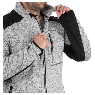Куртка вязана SOFTSHELL сірого кольору з чорними вставками, тканина 100% поліестер 270 G, з кишенею на грудях і двома бічними, розмір L INTERTOOL SP-3113 фото №5