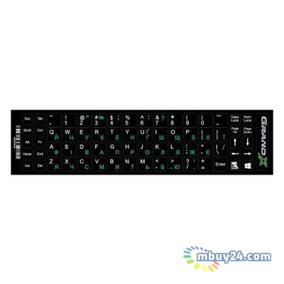 Наклейка на клавіатуру Grand-X 68 keys UA Green Latin White (GXDGUA) фото №1