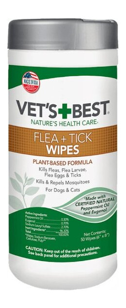 Серветки для собак Vets Best FleaTick Wipes від комах 50шт 0031658104598 (vb10459) фото №1