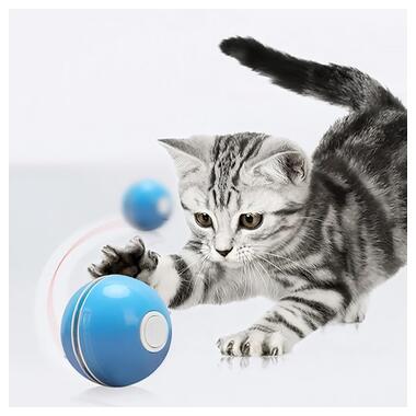 
Розумна іграшка-тизер інтерактивна кулька для кішок DT411 світлодіодна з USB Blue фото №2