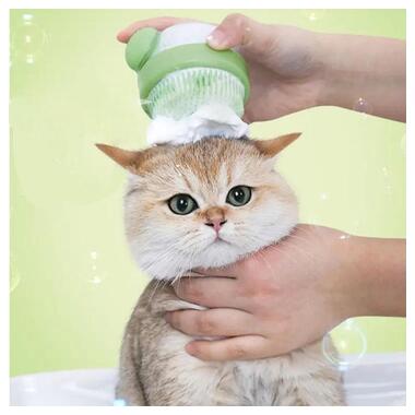 Щітка силконова масажна Semi для миття тварин з дозатором Cleaning Device Green фото №9