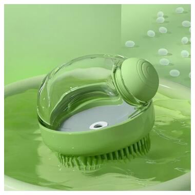 Щітка силконова масажна Semi для миття тварин з дозатором Cleaning Device Green фото №1