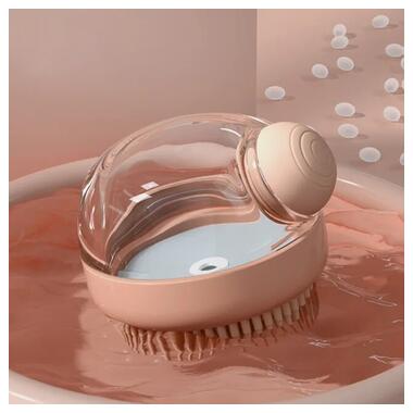 Щітка силконова масажна Semi для миття тварин з дозатором Cleaning Device Pink фото №1