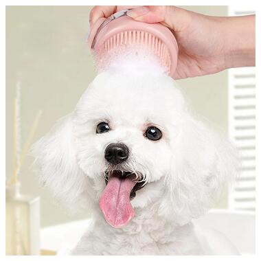 Щітка силконова масажна Semi для миття тварин з дозатором Cleaning Device Pink фото №8