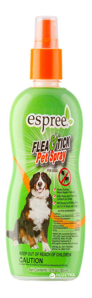 Спрей Espree Flea & Tick Pet Spray захист від бліх та кліщів для собак від 6-ти місяців 355 мл (e00290) фото №1