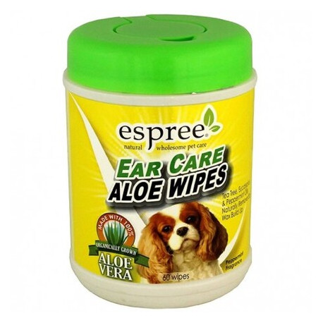 Серветки Espree Aloe Ear Care Pet Wipes для видалення вушної сірки та неприємних запахів для собак та котів 60 шт (e01277) фото №1