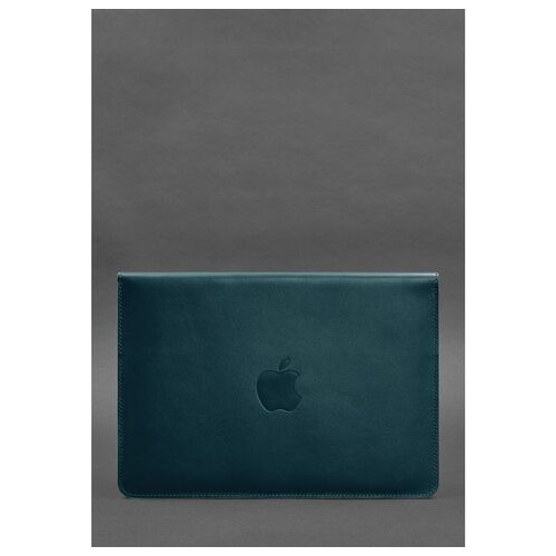 Шкіряний чохол-конверт на магнітах для MacBook Air/Pro 13 Зелений BlankNote (BN-GC-9-malachite) фото №2