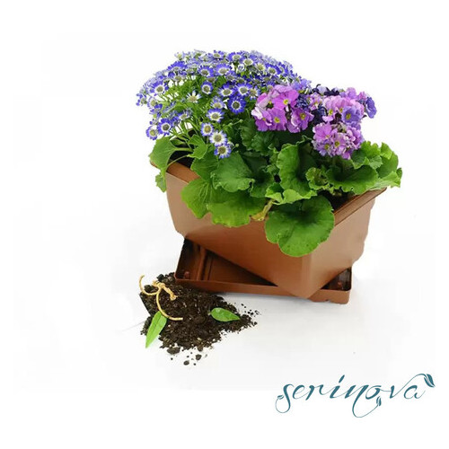 Горщик для квітів балконний Serinova Villa 6 л антрацитовий фото №3