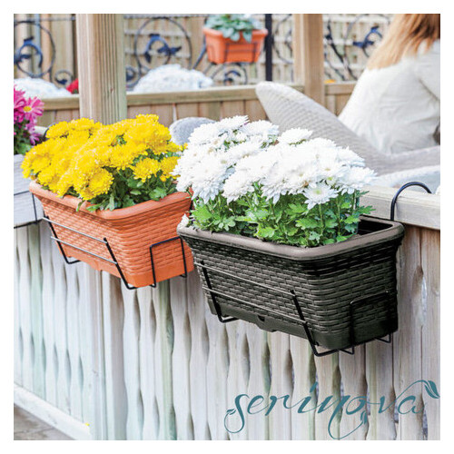 Горщик для квітів балконний Serinova Wire 16,5 л антрацитовий фото №2