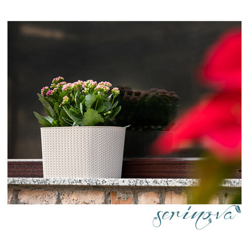 Горщик для квітів балконний із дренажем Serinova Sumela 4,7 л антрацитовий фото №4