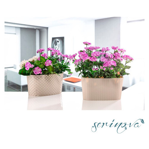 Горщик для квітів балконний із дренажем Serinova Sumela 4,7 л антрацитовий фото №3