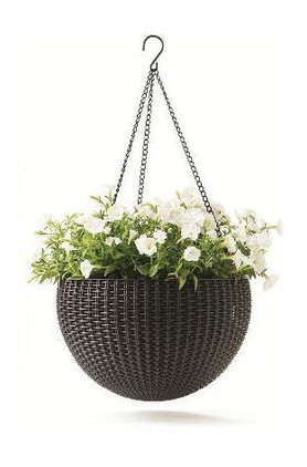 Горщик для квітів Keter Rattan hanging sphere з ланцюжком (7290106924567) фото №1