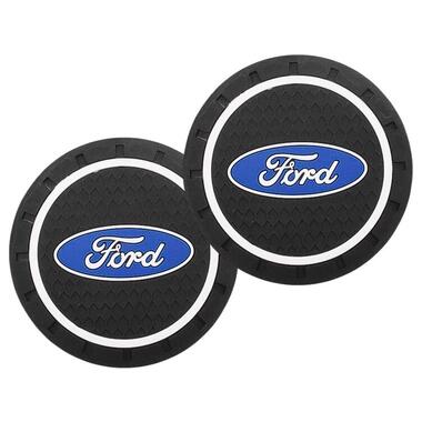 Силіконовий килимок у підсклянник із логотипом Ford комплект 2 штуки фото №1