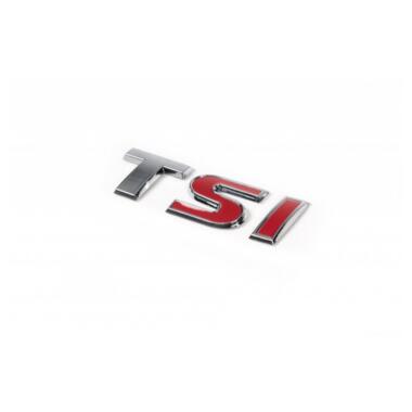 Емблема TSI для Volkswagen Golf 6/7/Tiguan 2007-2016 (косой шрифт T - хром, SI - красная) фото №1