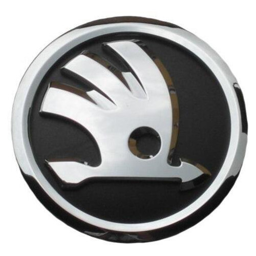 Емблема решітки радіатора VAG Skoda Octavia Fabia Rapid Superb Roomster чорна (5J0853621AAUL) фото №1