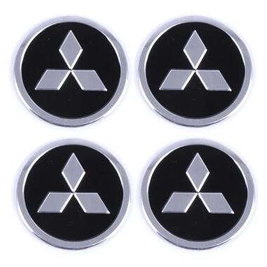 Автомобільна емблема Primo на ковпачок маточини колеса c логотипом Mitsubishi - Black фото №1