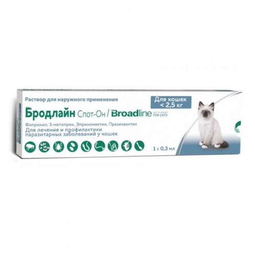 Краплі Boehringer Ingelheim Broadline Спот-он проти паразитів для котів S (до 2.5 кг) (1 аплікатор) (50116) фото №1