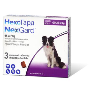 Таблетки для тварин Boehringer Ingelheim Nexgard від бліх і кліщів для собак вагою 10-25 кг 3x3.0 г (3661103042884) фото №3