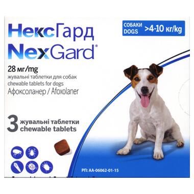 Таблетки для тварин Boehringer Ingelheim Nexgard від бліх і кліщів для собак вагою 4-10 кг 3х1.25 г (3661103042860) фото №1