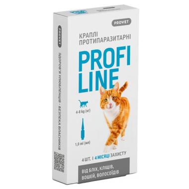 Краплі для тварин ProVET Profiline інсектоакарицид для котів 4-8 кг 4/1 мл (4823082431106) фото №1
