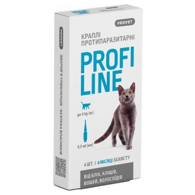 Краплі для тварин ProVET Profiline інсектоакарицид для котів до 4 кг 4/0.5 мл (4823082431113) фото №1