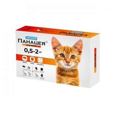 Протипаразитарні таблетки для котів Superium Панацея, 0,5-2 кг (9126) (4823089348766) фото №1