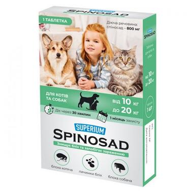 Протипаразитарна таблетка Superium Spinosad для собак та котів вагою від 10 до 20 кг (9119) (4823089337777) фото №1