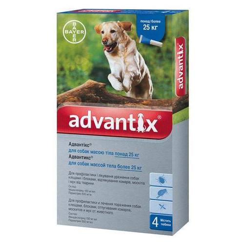 Средство от паразитов для собак Bayer Адвантикс более 25 кг 4 пипетки (91010) фото №1
