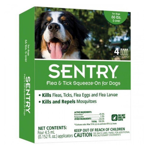 Краплі Sentry від бліх, кліщів та комарів, для собак вагою понад 30 кг, 4.5 мл, ціна за піпетку (114046) фото №1