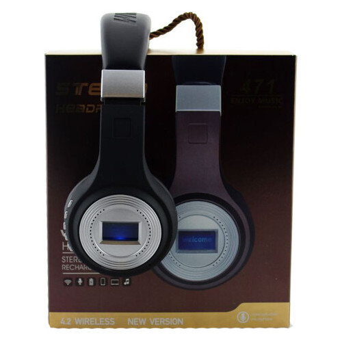 Наушники беспроводные bluetooth microSD FM MP3 471 Black (77703515) фото №4