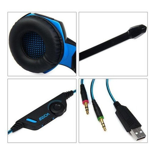 Ігрові навушники Kotion Each G2000 з мікрофоном та підсвічуванням Blue (77700597) фото №2