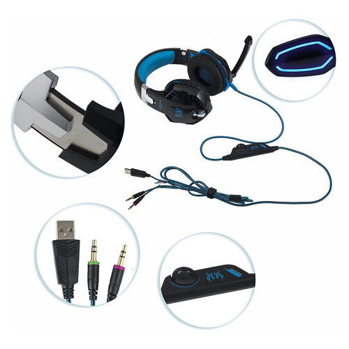 Ігрові навушники Kotion Each G2000 з мікрофоном та підсвічуванням Blue (77700597) фото №7