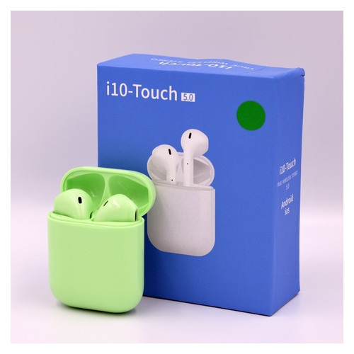 Беспроводные Bluetooth наушники HBQ i10 Touch TWS V5.0 Green (592308) (TW18592308) фото №4