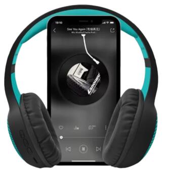 Бездротові накладні Bluetooth навушники чорно-блакитний (MER-15729_657) фото №4