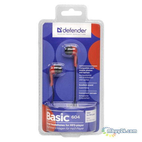 Навушники Defender Basic-604 Black/Red (63605) фото №4