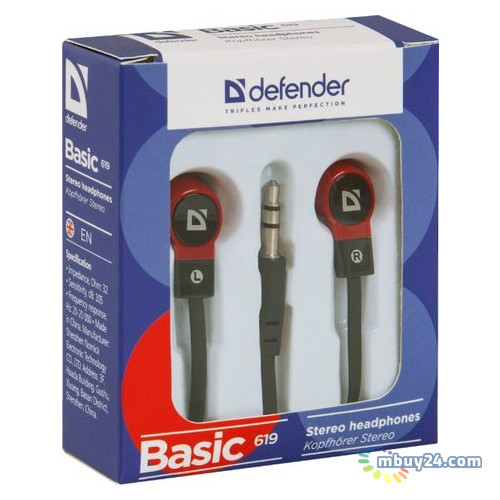 Навушники Defender Basic-619 Black/Red (63619) фото №2