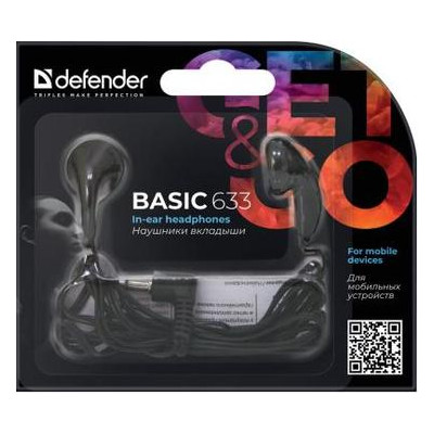 Навушники Defender Basic 633 Black (63633) фото №1
