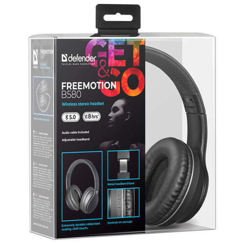 Навушники зі світофоном Defender FreeMotion B580 Bluetooth, чорні(63580) фото №10