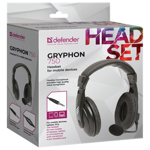 Навушники зі світофоном Defender Gryphon 750 Black, 4-pin, кабель 2 м (63755) фото №6