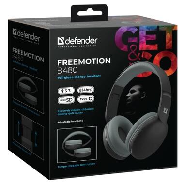 Наушники Defender FreeMotion B480 Bluetooth Black (63480) фото №9