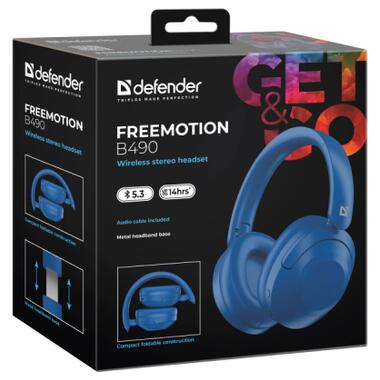Наушники Defender FreeMotion B490 Bluetooth Blue (63491) фото №8