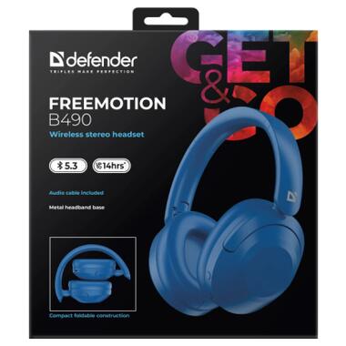 Наушники Defender FreeMotion B490 Bluetooth Blue (63491) фото №7