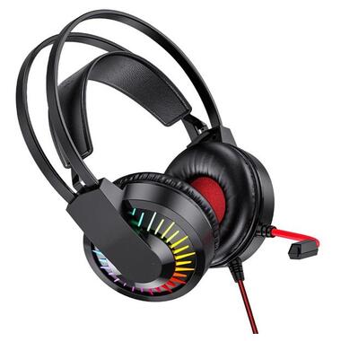Ігрові навушники з мікрофоном та регулюванням висоти та LED RGB підсвічуванням XPRO W105 Joyful чорні (38744-01_482) фото №4