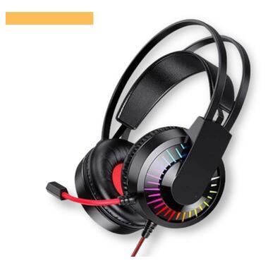 Ігрові навушники з мікрофоном та регулюванням висоти та LED RGB підсвічуванням XPRO W105 Joyful чорні (38744-01_482) фото №1