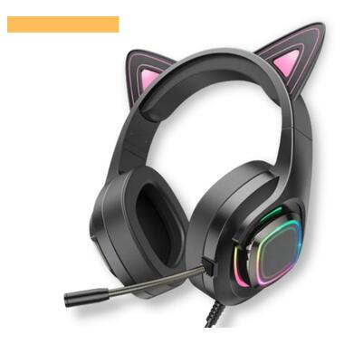 Ігрові навушники з мікрофоном та регулюванням висоти та LED RGB підсвічуванням XPRO W107 Cute Cat Ear чорні (38750-01_506) фото №1