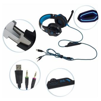 Ігрові навушники Kotion Each G2000 з мікрофоном та підсвічуванням Синій фото №8
