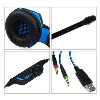 Ігрові навушники Kotion Each G2000 з мікрофоном та підсвічуванням Синій фото №6